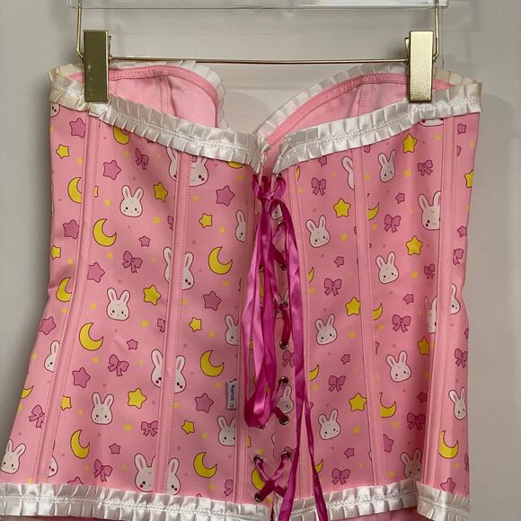 LittleforBig L corset ruffle bow bunny star moon pastel Victorian shapewear cute - Picture 6 of 7